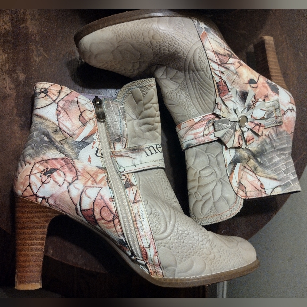 Laura Vita Albane 11 Taupe Multicolor Ankle Boots Size 40 (9.5)